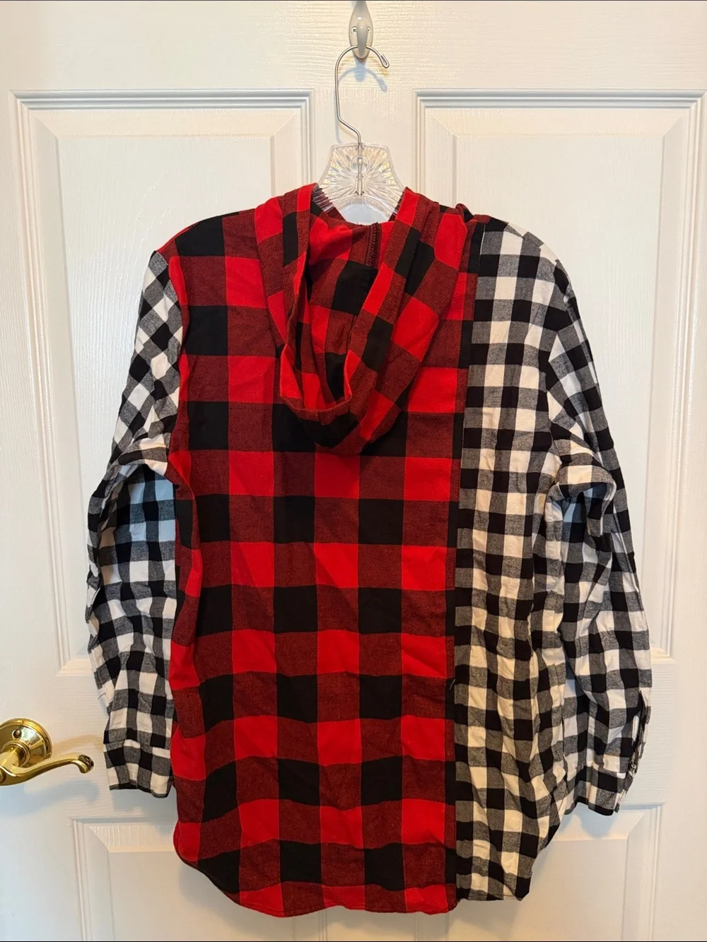 Red and Black Buffalo Plaid Hooded Costume Shirt